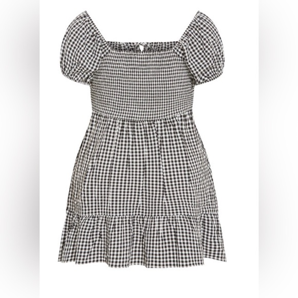 City Chic Black & White Gingham Mini Dress with Ruffle Hem - Picture 5 of 6